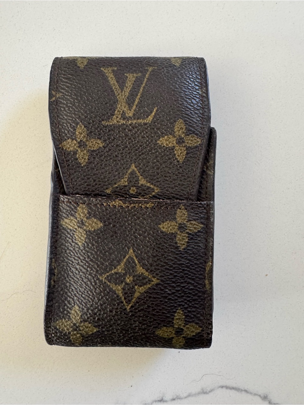 AUTHENTIC Louis Vuitton Monogram Canvas Key & Card Holder in Brown and Gold